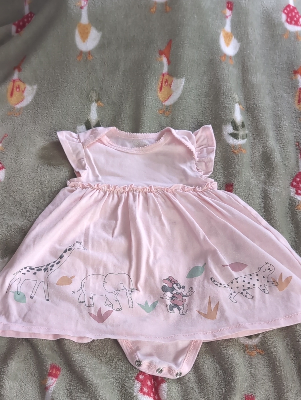 Disney Light Pink Baby Dress with Minnie mouse Animal Print